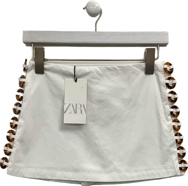 Zara White mini Skirt with Side Details XS