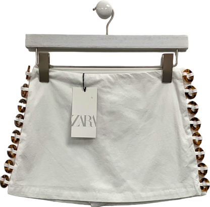 Zara White mini Skirt with Side Details XS