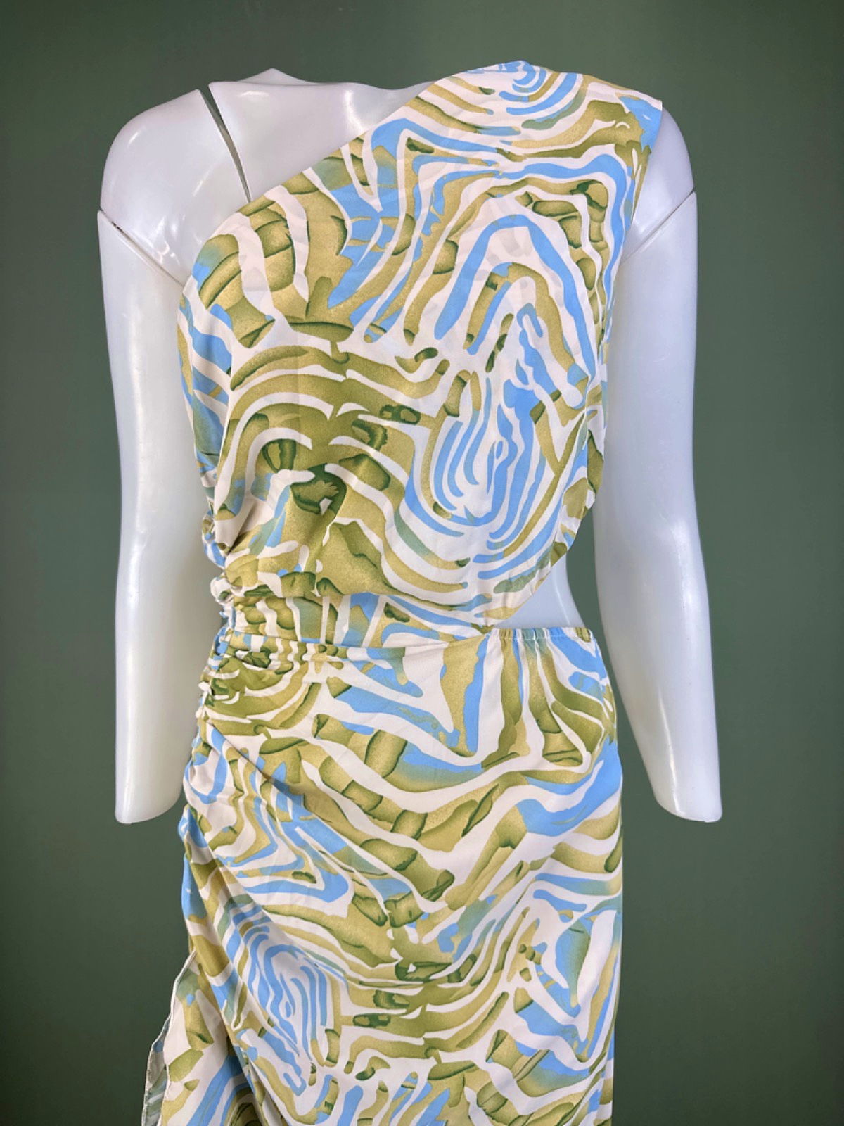 One shoulder Multicolour Abstract Print Dress UK L