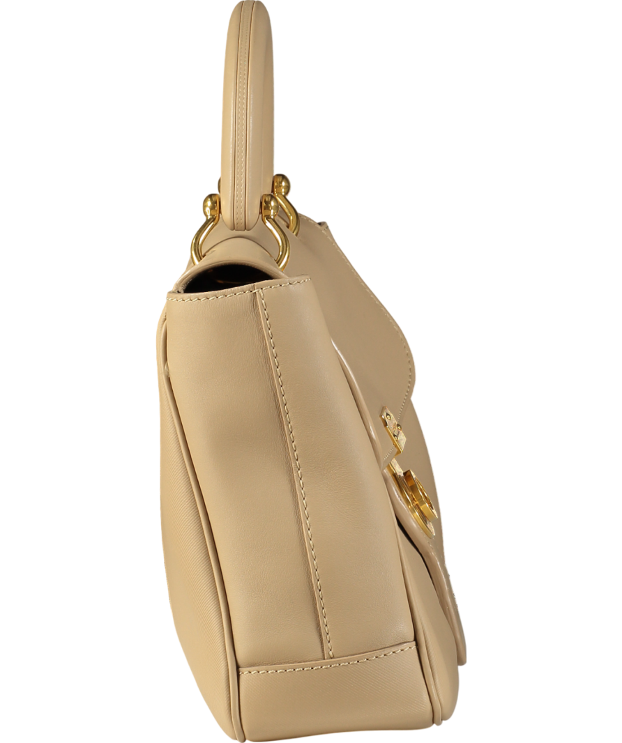 Burberry Beige Leather Dk88 Medium Top Handle Bag