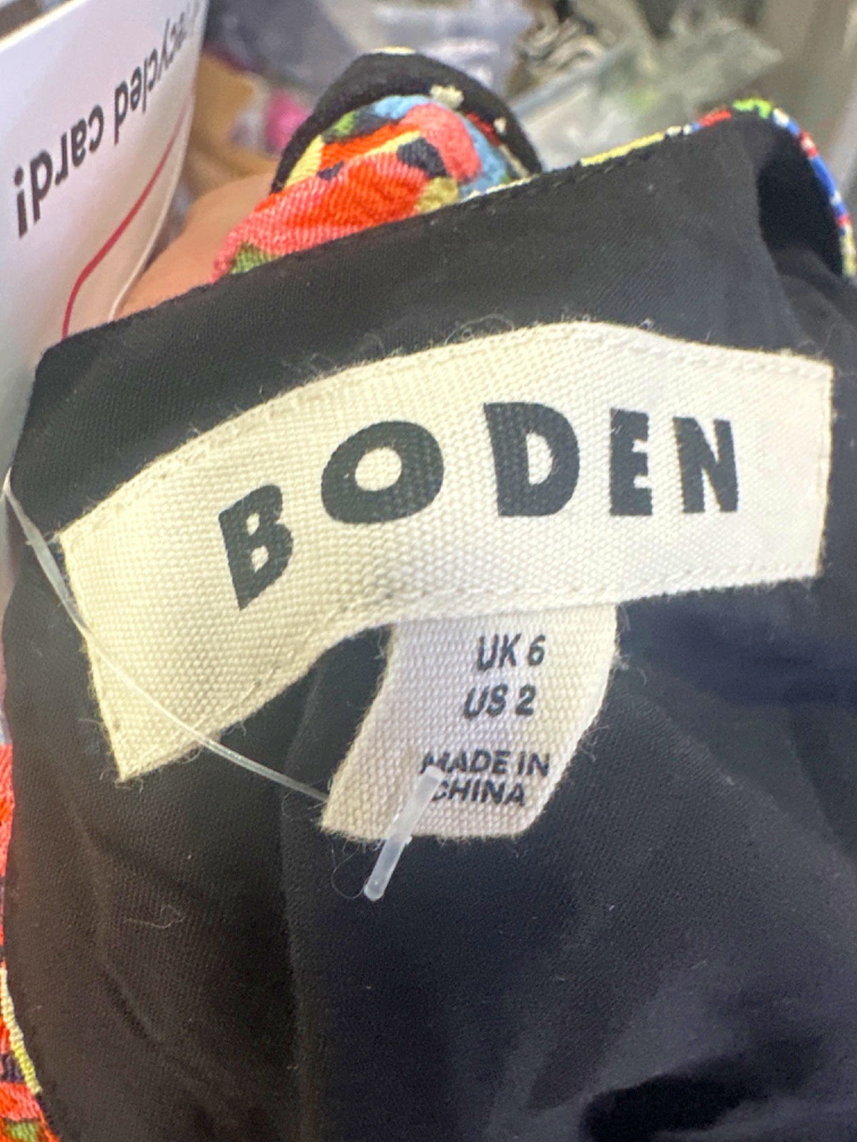 Boden Black Multi Floral Print Midi Dress UK 6