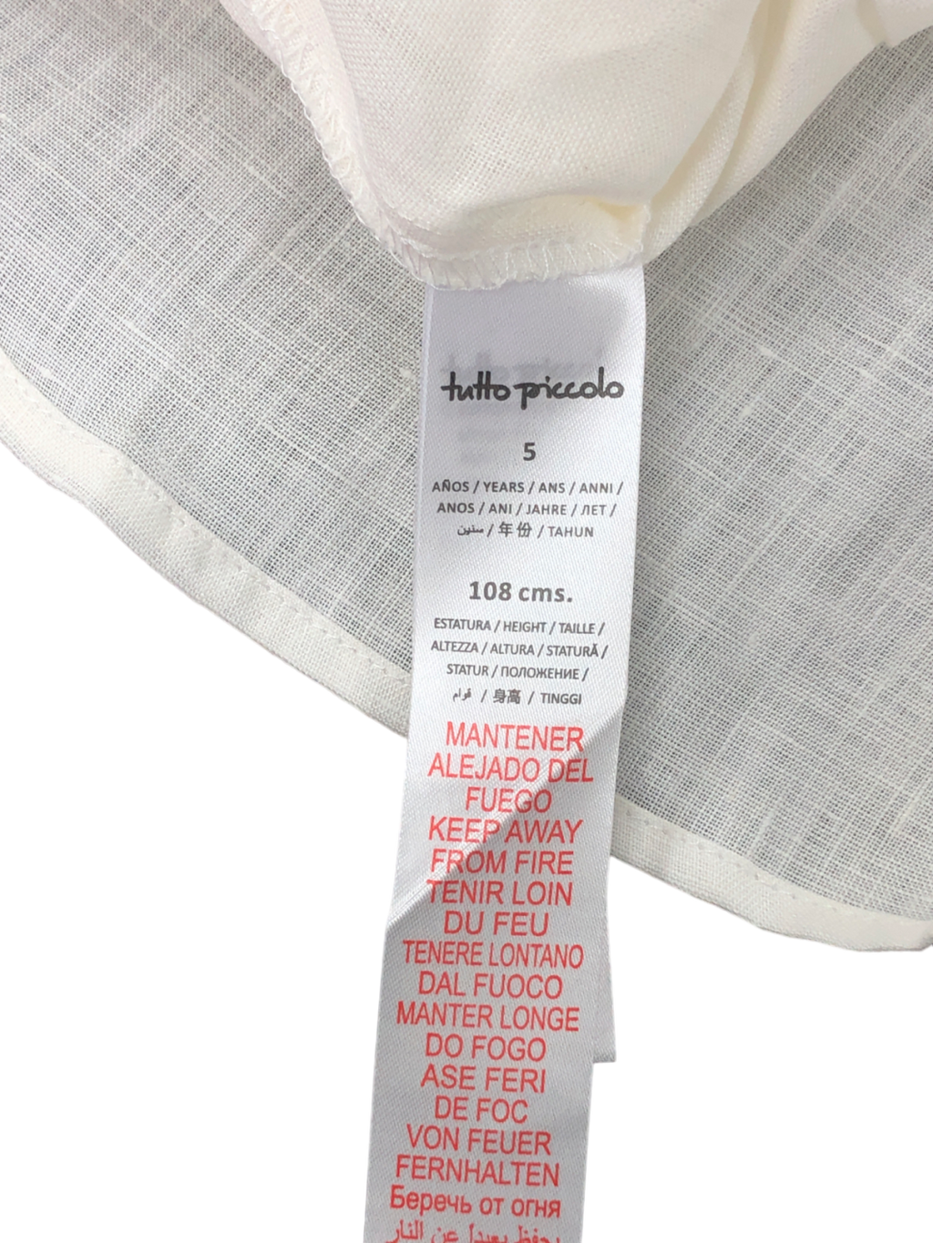 Tutto Piccolo Ivory Linen Monogrammed shirt 5 Yrs