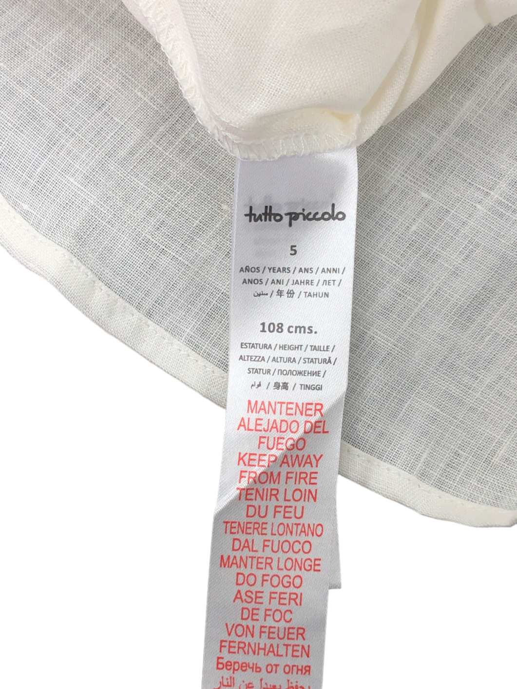 Tutto Piccolo Ivory Linen Monogrammed shirt 5 Yrs