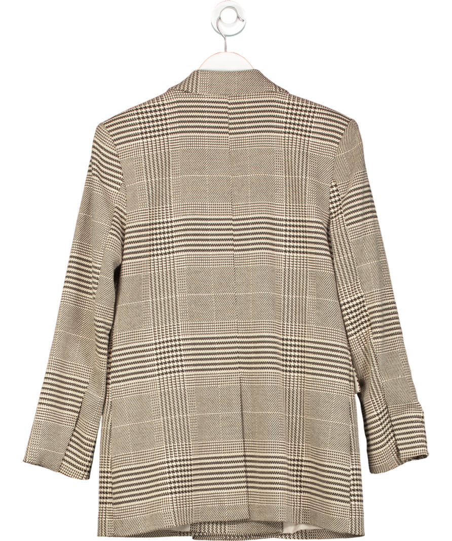 H&M Brown Double Breasted Check Blazer UK 8