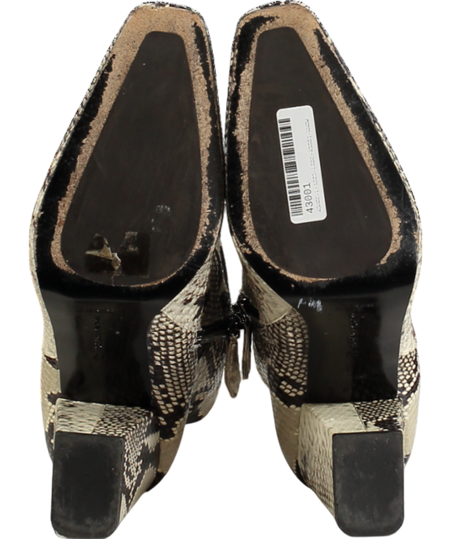 Marion Parke Beige Snakeskin Block Heel Ankle Boots UK 8 EU 41 👠