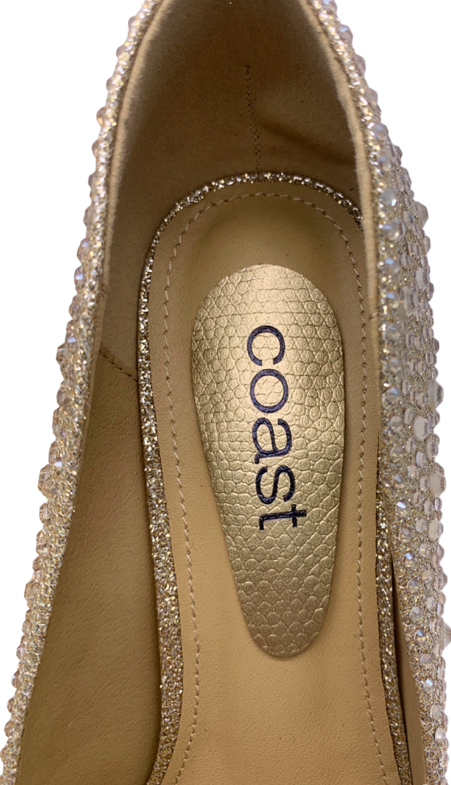 Coast Pale Gold Sabrina Diamante Detail Heels UK 5