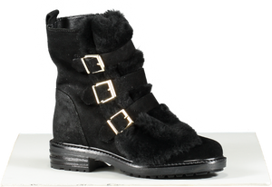 Kurt Geiger Black Fur Trim Biker Boots UK 2 EU 35