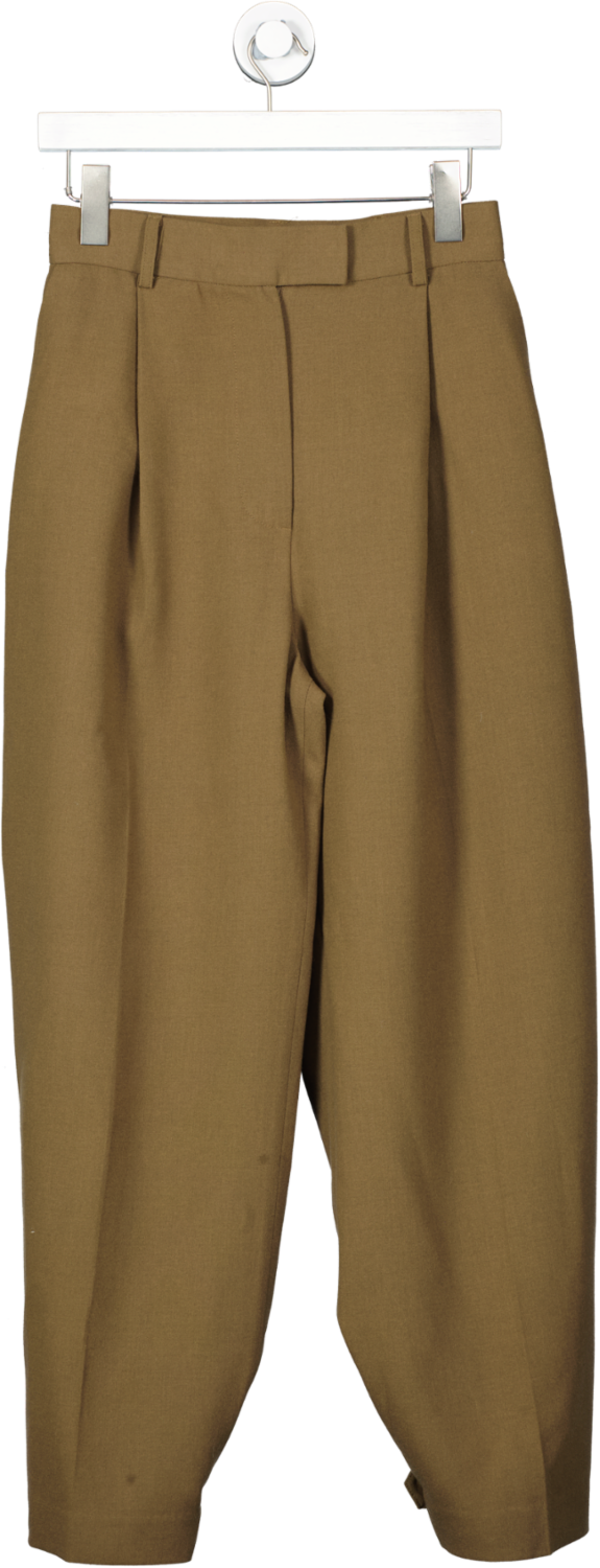 The Frankie Shop  Brown Pleated Len Strap Trousers UK XS