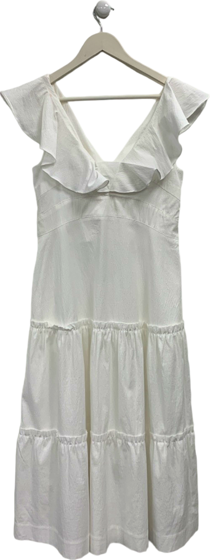 Bamford White Ruffle Off-Shoulder Dress UK S