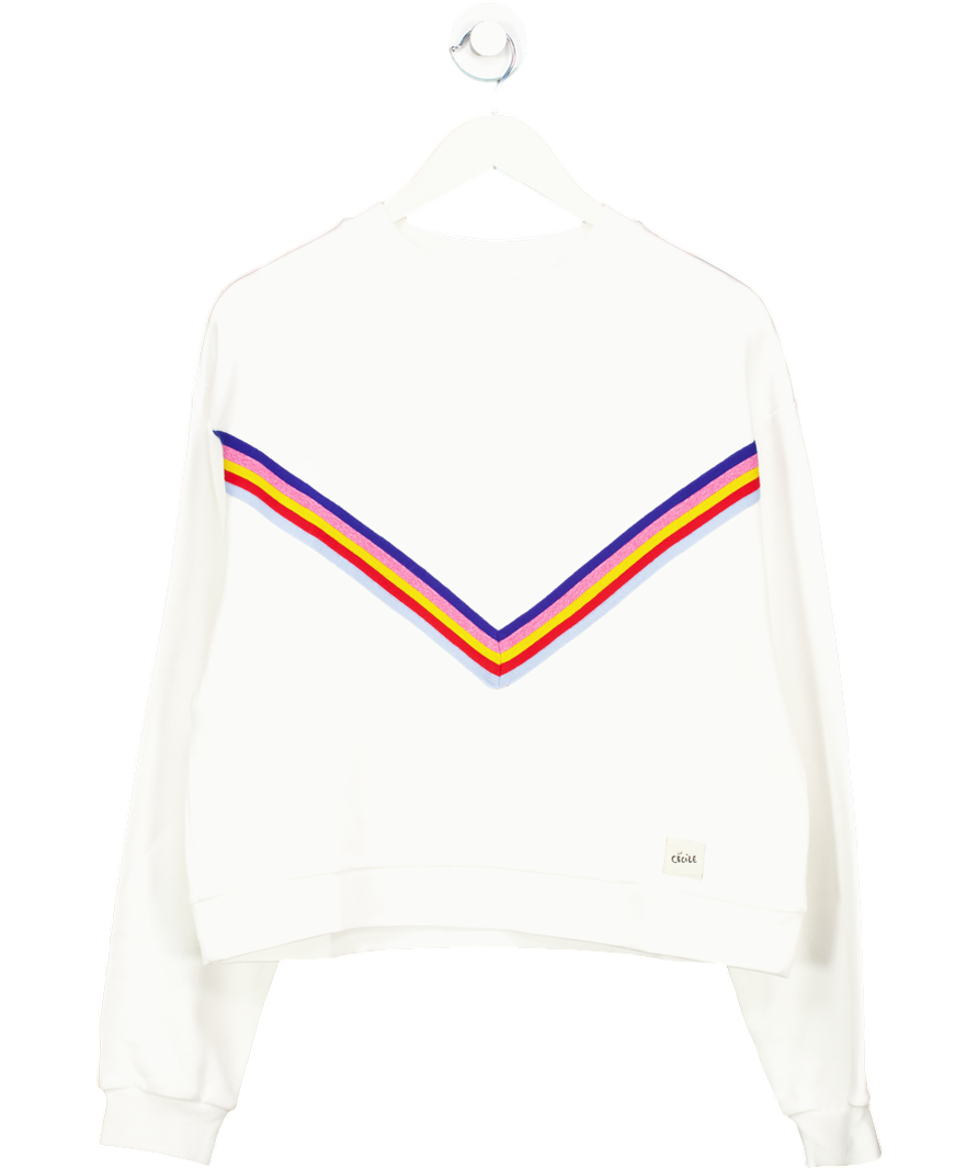 Etre Cecile White Rainbow Chevron Classic Sweatshirt UK S