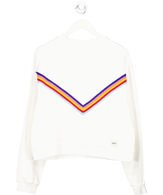 Etre Cecile White Rainbow Chevron Classic Sweatshirt UK S