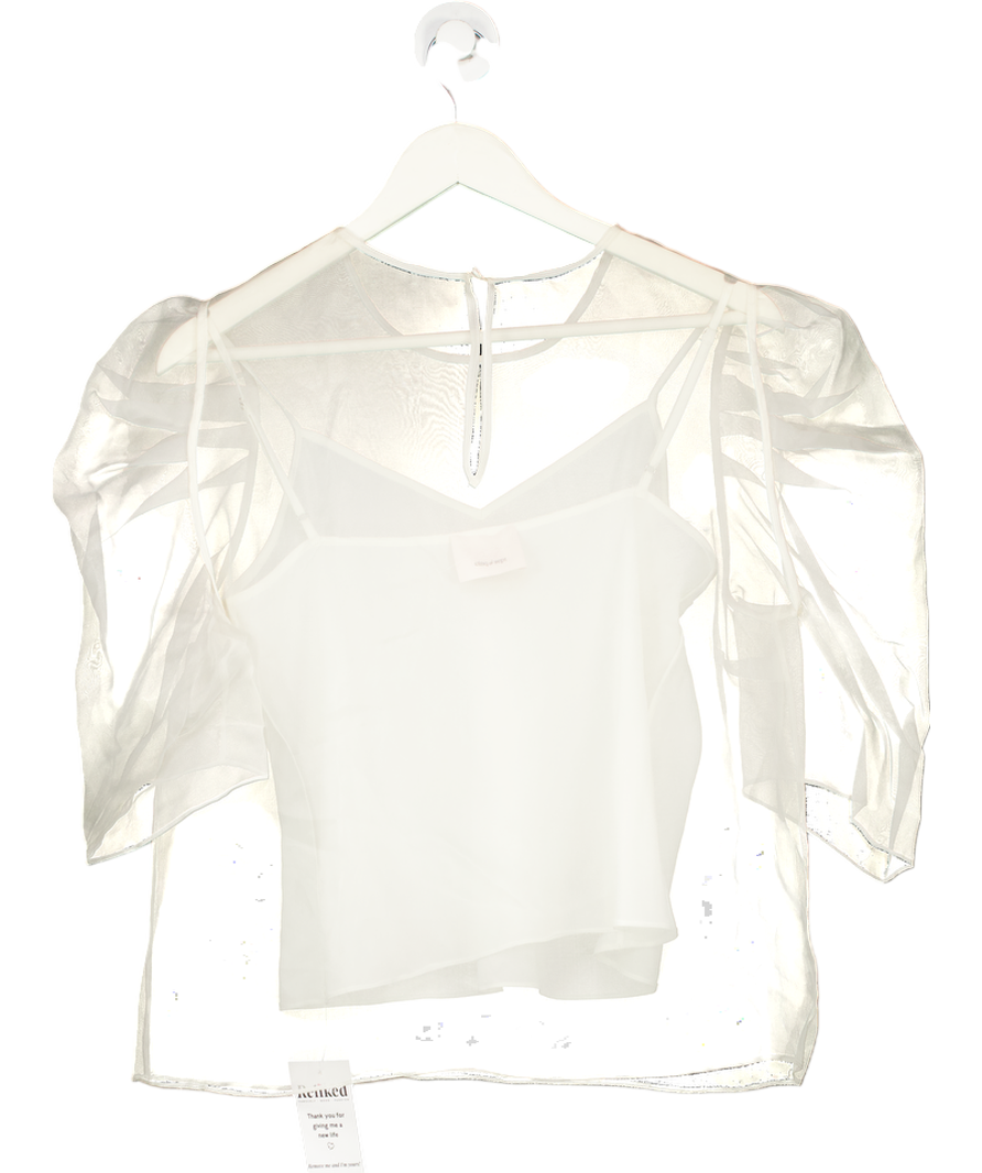 Cinq a Sept Cream Silk Sheer Layer Top UK S