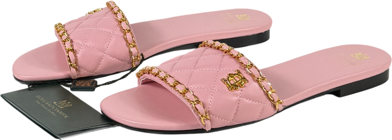 HOLLAND COOPER Quilted Pimlico Slide - Peony Pink UK 6 EU 39
