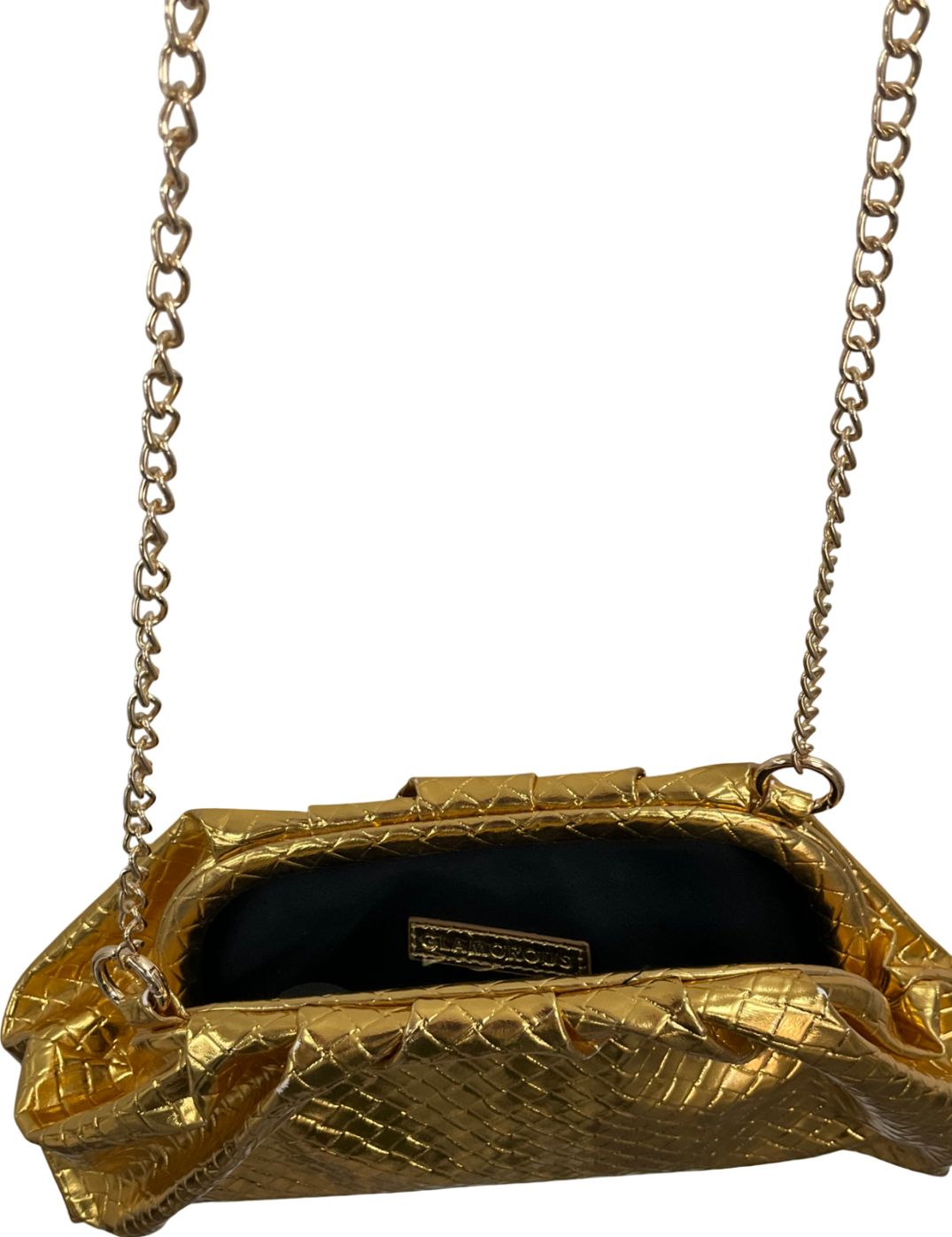 Glamorous Metallic Textured Cross Over Body Bag One Size