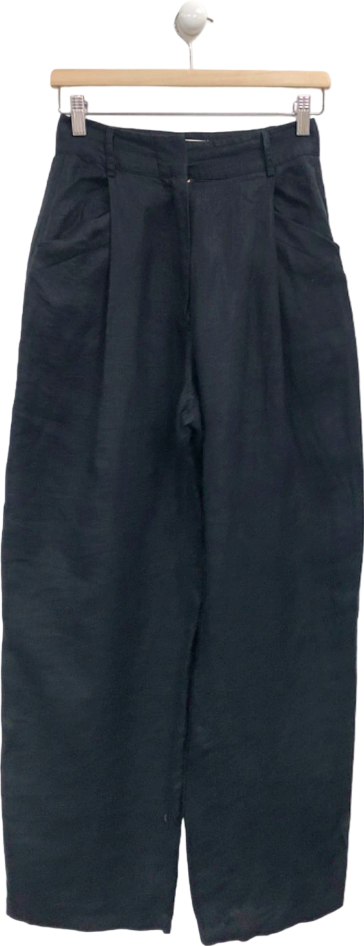 AEXAE Black Linen Trousers UK XS