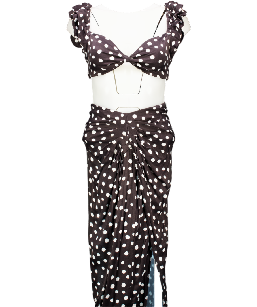 Majorelle Black Polka Dot Crop Top And Skirt Set UK M