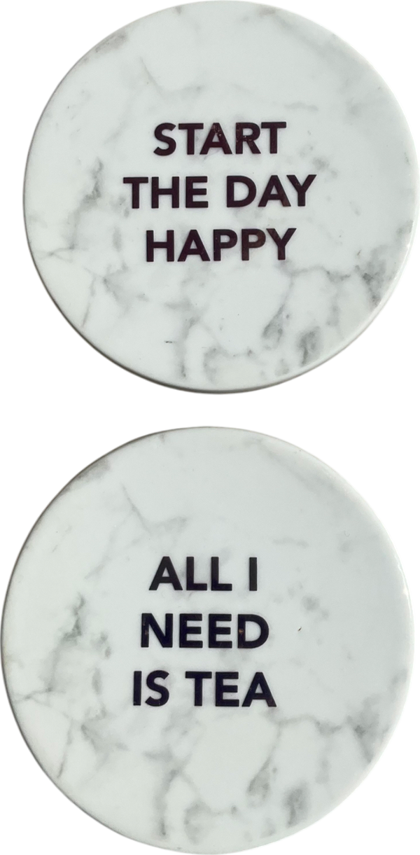 Set of 4 Grey Slogan  coasters One Size