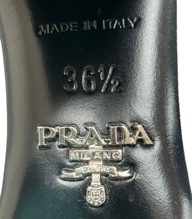 PRADA Black Leather Heeled Boots UK 3.5 EU 36.5 👠