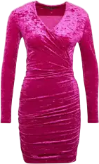 Maje Fuchsia Pink Crushed Velvet Long Sleeve Dress UK 6