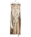 Amy Lynn London Metallic Gizelle Vegan Leather Strapless Maxi Dress UK M