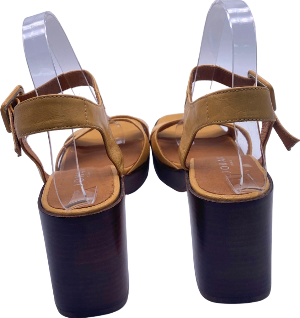 Jonak Yellow Leather Platform Sandals UK 6
