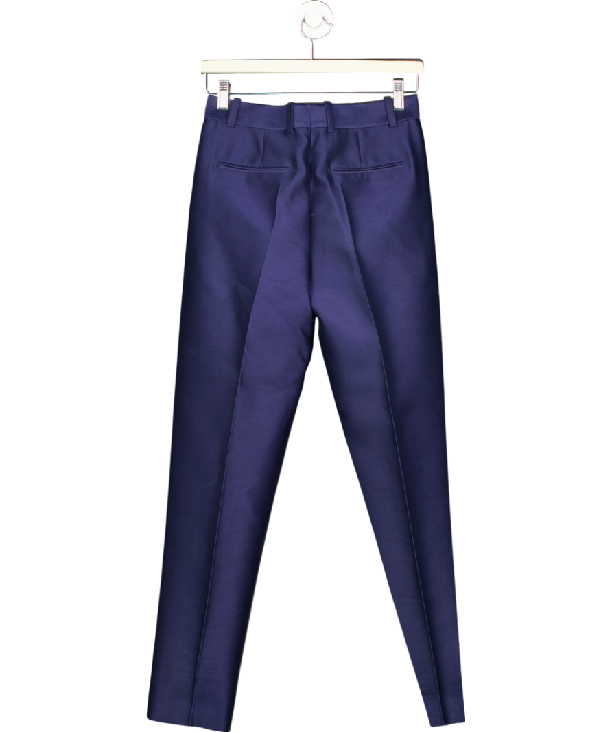 Celine Blue Vintage Wool And Silk Blend Trousers UK 6