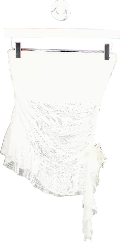 PrettyLittleThing White Sequin Embellished Mini Skirt UK 8