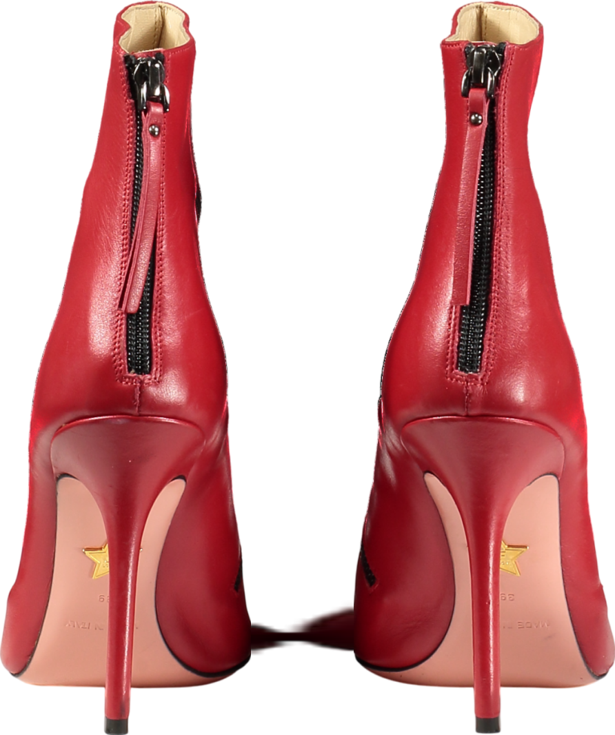 JF London Red Zip Detail Pointed Ankle Boots UK 6 EU 39 👠