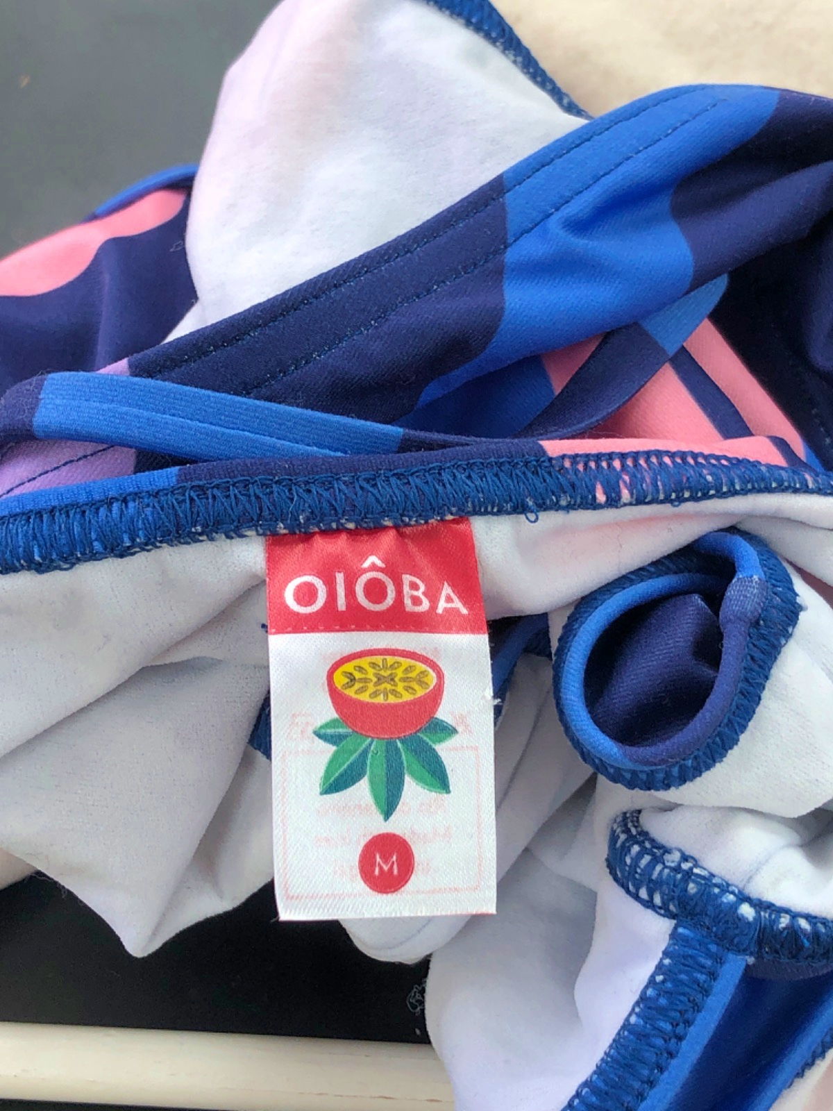 Oioba Blue Pink Graphic Swimsuit UK M