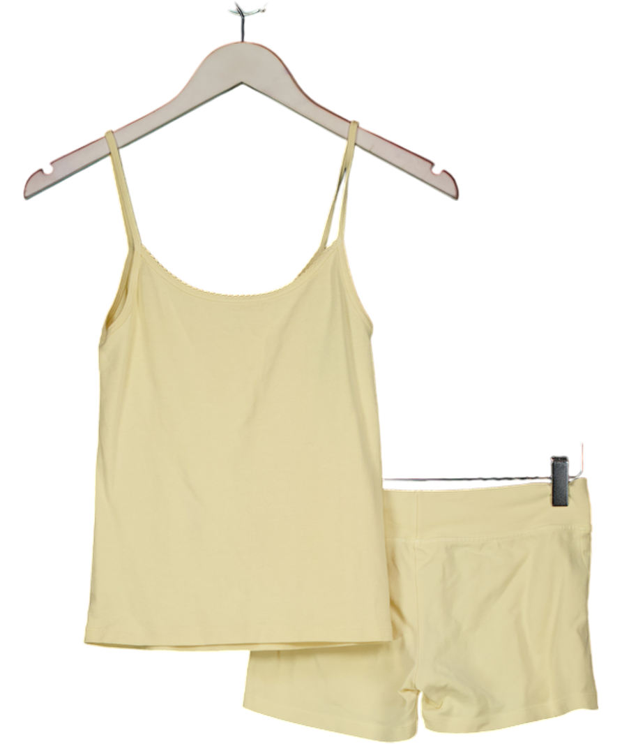 Brandy Melville Yellow Madelyn Shorts And Embroidered Tank Set One Size