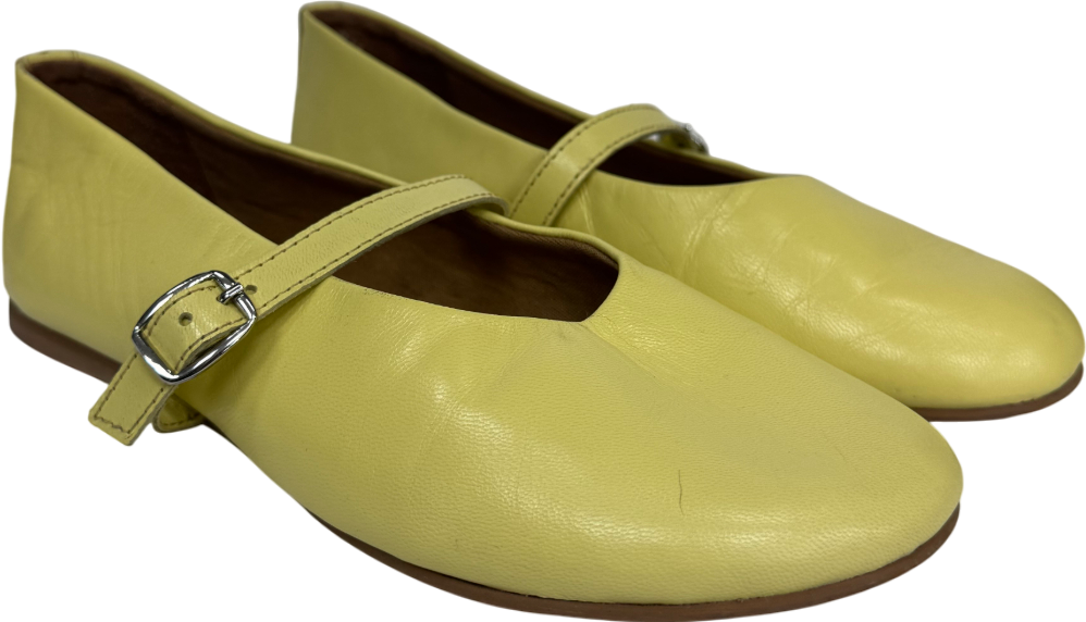 Topshop Yellow Ash Real Leather Ruched Ballet Flats UK 5 EU 38 👠
