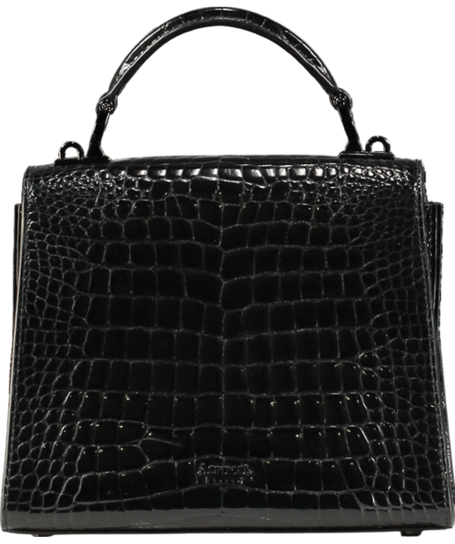 Aspinal Of London Mini Mayfair 2 Black Patent Croc Top Handle Bag