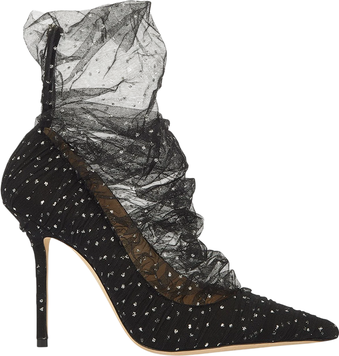 JIMMY CHOO Black Lavish 100 Glittered Tulle And Suede Pumps UK 5 EU 38 👠