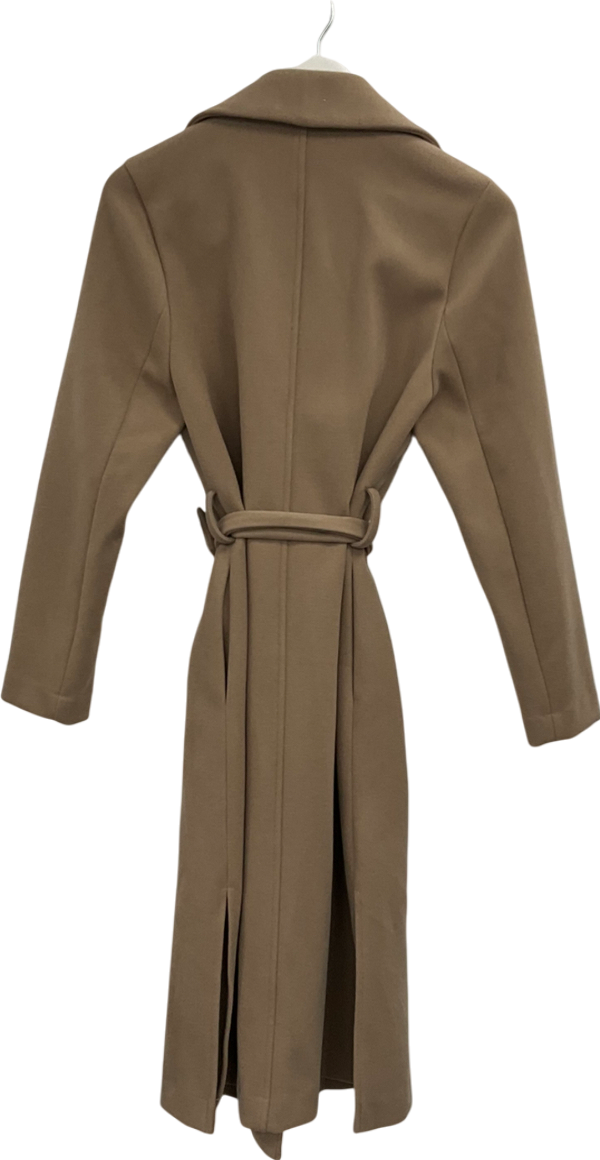 New Look Beige Camel Tailored Unlined Longline Belt Fastening Coat UK 10