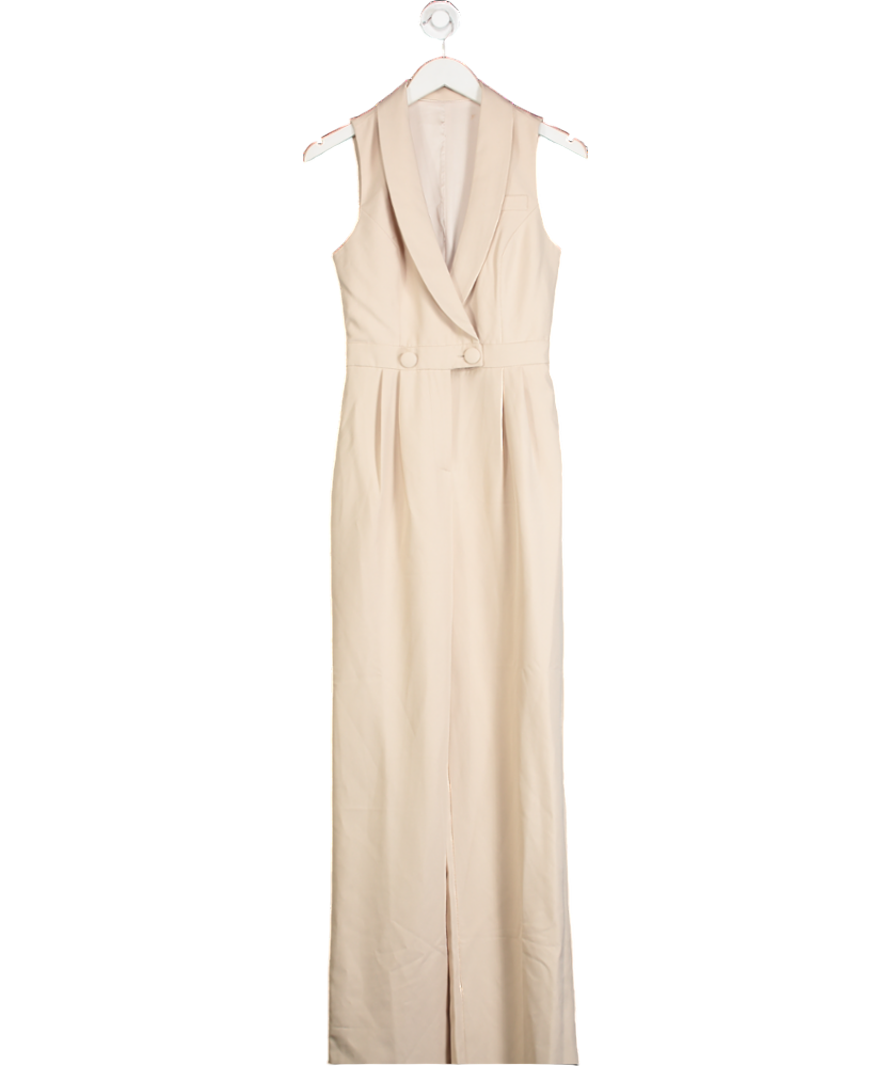 Club L Beige Endure Wide Leg Jumpsuit UK 8