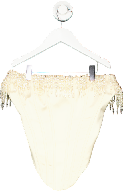 House of CB Ivory Beaded Corset Bodysuit XS