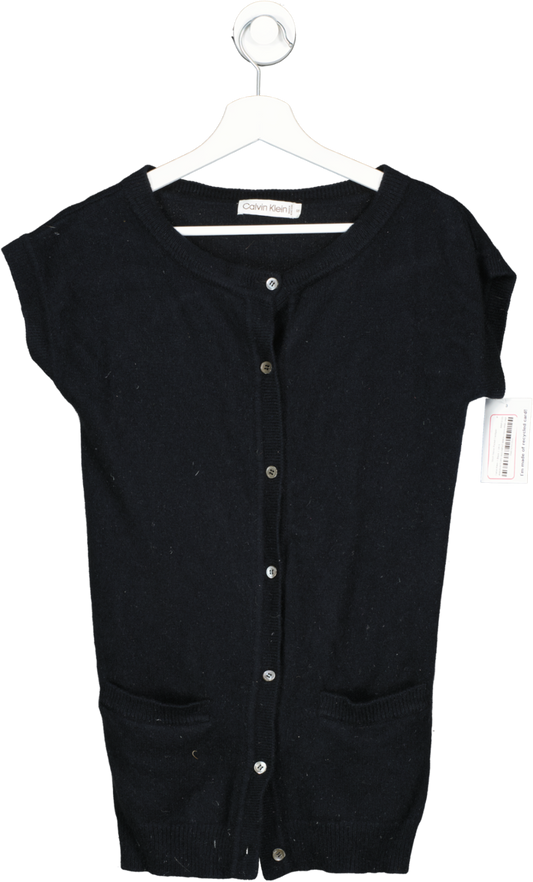 Calvin Klein Black Short Sleeve Pocket Cardigan UK S