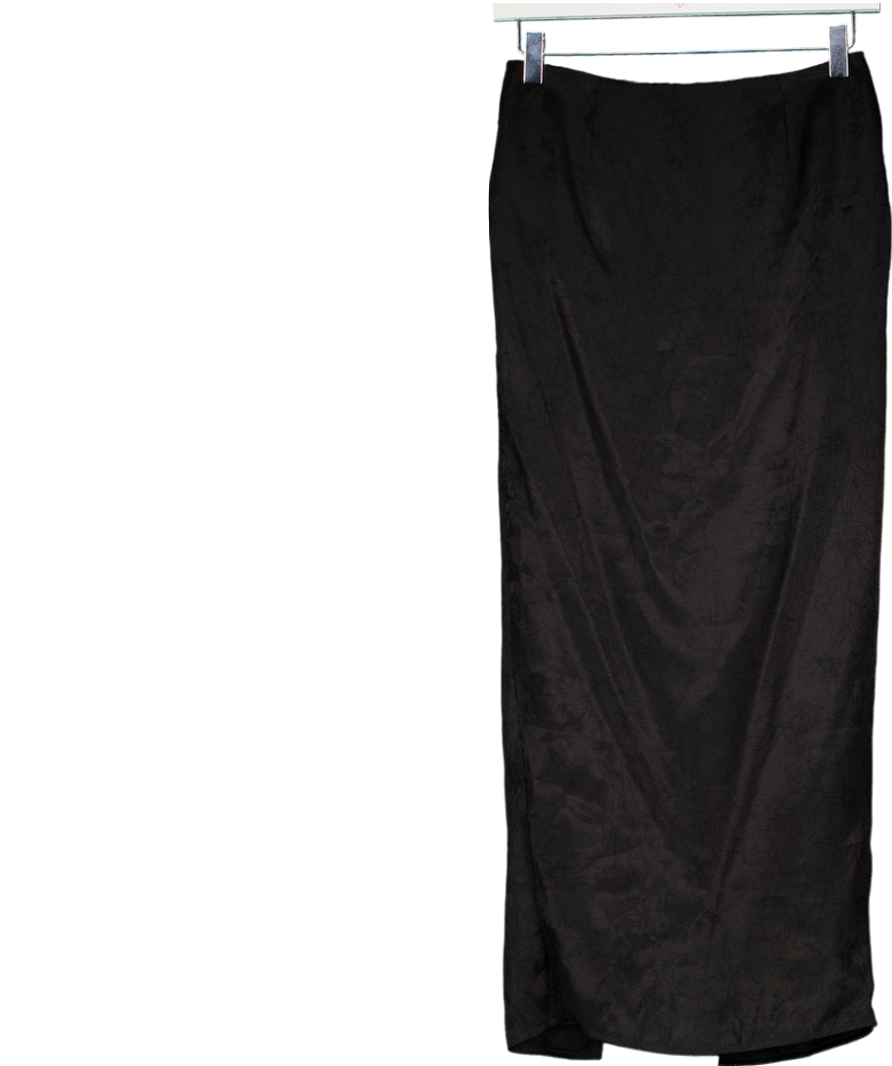 SNDYs. Black Floral Jacquard Midi Skirt UK XS