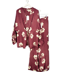 Monsoon Red Roz Floral Straight Leg Trousers Set Burgundy UK XL