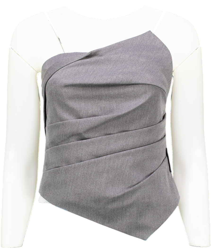 Ann Andelman Grey Pleated Cuffed Bandeau Vest Top UK XS