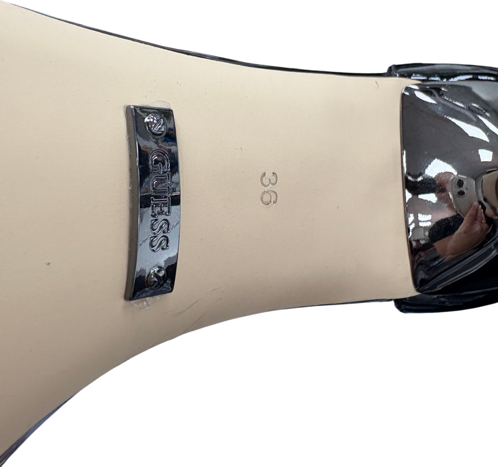 Guess Black Patent Leather Heeled Sandals UK 3 EU 36 👠