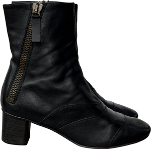 Chloé Lexi Black Ankle Leather Double Zipper Block Heel Boots UK 6.5 EU 39.5