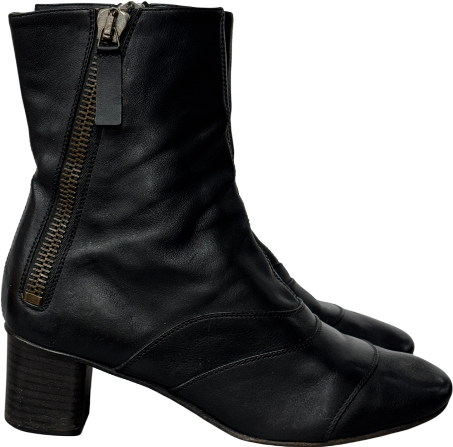 Chloé Lexi Black Ankle Leather Double Zipper Block Heel Boots UK 6.5 EU 39.5 👠