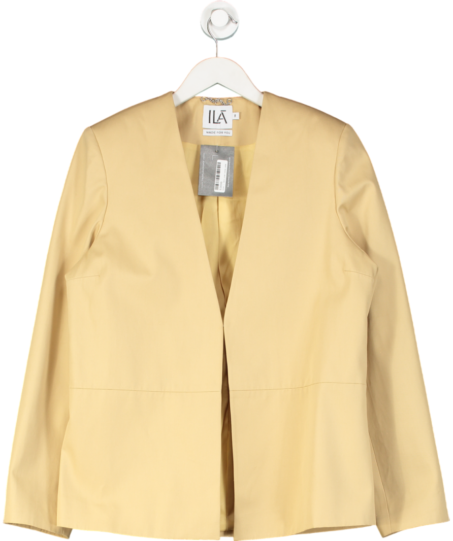 Ila Beige Natural Anny Scarf Detailed Cotton Blazer UK 10
