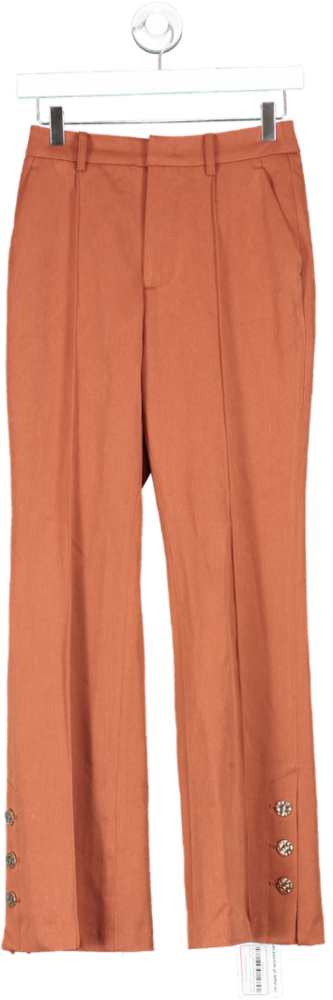 MOTF Brown Viscose Wool Blend Suit Pants UK XS