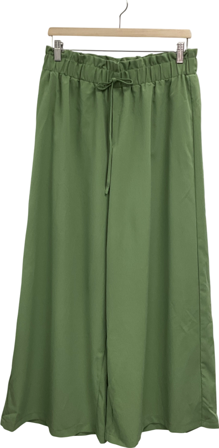 Green Curve Pull On Wide Leg Trousers UK XL