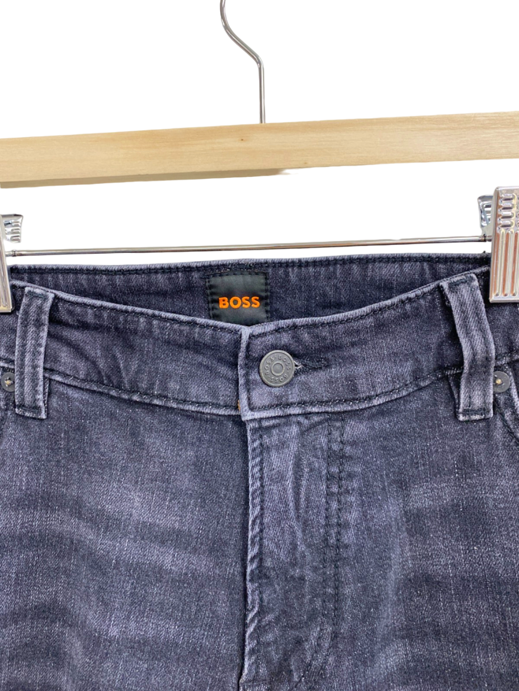 Hugo Boss Grey Denim Re.Maine-Shorts Regular Fit W38