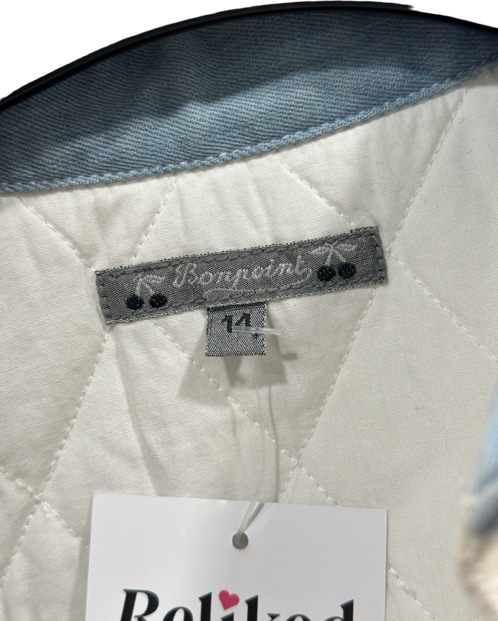 Bonpoint White and Blue Quilted Shirt UK 14