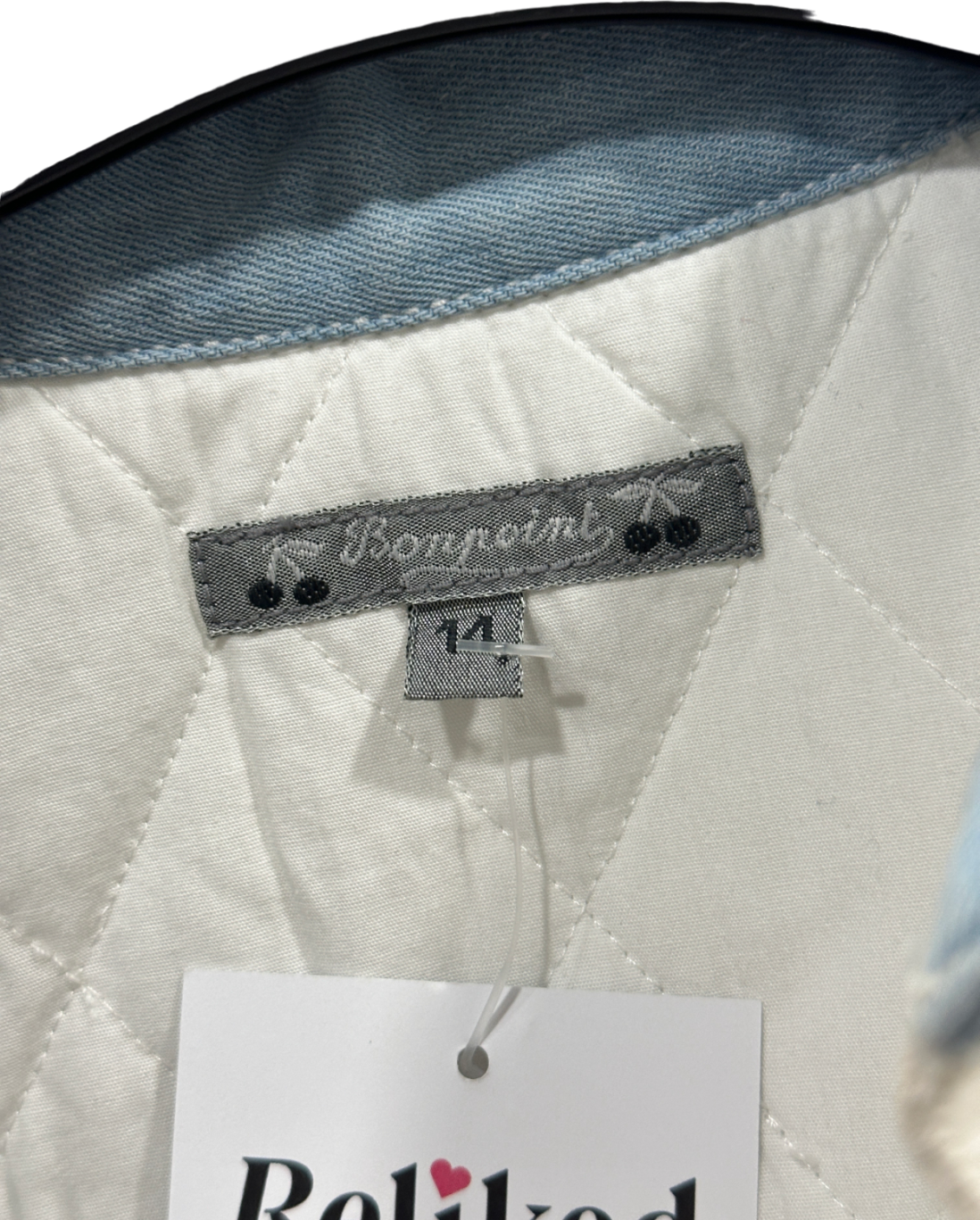 Bonpoint White and Blue Quilted Shirt UK 14