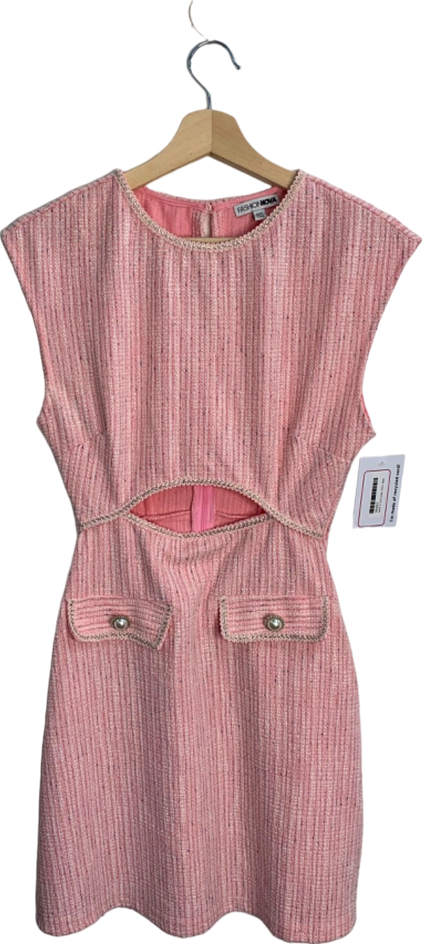 Fashion Nova Pink Textured Cut-Out Dress XS